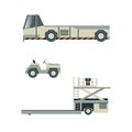 Passenger airport ground technics isolated set in flat style
