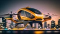 Future of urban air mobility taxi. Urban Air Mobility. Public aerial transportation. Generative AI