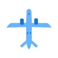 Passenger blue plane flying in the sky. Vector Royalty Free Stock Photo