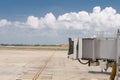 Passenger boarding bridge waiting for a commercial plane to arrive Royalty Free Stock Photo