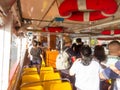 In the passenger boat BANGKOK,THAILAND-01 AUGUST 2018: Passengers are off the boat. on, 01 AUGUST 2018, in Thailand