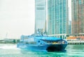 Passenger boat - Cotai Water Jet - arrives to Hong Kong - Macau Ferry Terminal in Victoria Harbour