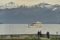 Passenger boat, Lake Thun with Berner Oberland in background Royalty Free Stock Photo