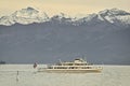 Passenger boat, Lake Thun with Berner Oberland in background Royalty Free Stock Photo