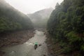 Passenger boat navigating down the Katsura River