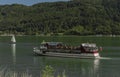 Passenger boat on Ossiacher see near Villach town in summer hot day