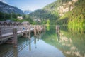 Passenger boat station, pier or dock on Konigsee lake in Berchtesgaden, Germany Royalty Free Stock Photo