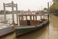 The passenger boat was traveling on the chaophraya river. Royalty Free Stock Photo