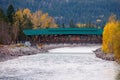 Passenger bridge over Kicking Horse river in the town of Golden, BC Royalty Free Stock Photo