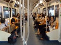 Passenger in Bts from Bangna station to Siam station in Bangkok downtown