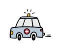 Passenger car, ambulance quickly goes to the hospital, carries the patient. Vector graphics of transport with a flashing