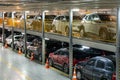 Passenger car ferry car deck. Vehicles inside the ferryboat Royalty Free Stock Photo