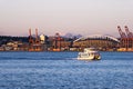 Passenger catamaran Gulf Seattle industrial port area