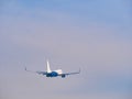 Passenger commercial airplane flying against the sky