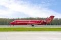 Passenger CRJ-100 of Rusline Airlines with tail number VQ-BNA is preparing to take off from Domodedovo airport. Regional