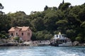 Passenger ferry and boarding tourists on Lokrum Island Croatia Royalty Free Stock Photo