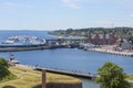 Passenger ferry connecting port Helsingor and Helsinborg, view on the city, Helsingor, Denmark Royalty Free Stock Photo