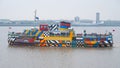 A passenger ferry on the river Mersey off Liverpool UK
