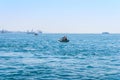 Passenger ferry ship carries people across the Bosphorus Istanbul Royalty Free Stock Photo