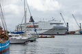 A passenger ferry of the Smyril-Line moored in the port, Faroe Islands. Thorshavn