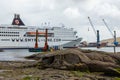 A passenger ferry of the Smyril-Line moored in the port, Faroe Islands. Thorshavn