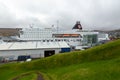 A passenger ferry of the Smyril-Line moored in the port, Faroe Islands. Thorshavn
