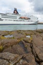 A passenger ferry of the Smyril-Line moored in the port, Faroe Islands. Thorshavn