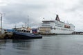 A passenger ferry of the Smyril-Line moored in the port, Faroe Islands. Thorshavn