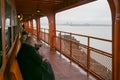 passenger on the ferry to Staten Island observing the view Royalty Free Stock Photo