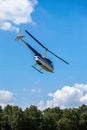 Passenger helicopter flies at an air show