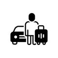 Black solid icon for Passenger, traveler and wayfaring