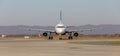 Passenger jet aircraft Airbus A319 of Aurora Airlines, front view. Aviation and transportation Royalty Free Stock Photo