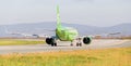 Passenger jet aircraft Airbus A320 of S7 Airlines on runway and ready to take off. Journey and holidays concept. Royalty Free Stock Photo