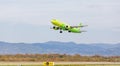 Passenger jet aircraft Airbus A320 of S7 Airlines takes off. Aviation and transportation