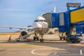 Passenger jet airplane at airport gate Royalty Free Stock Photo