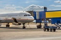 Passenger jet airplane on gate terminal Royalty Free Stock Photo