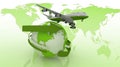 Passenger jet airplane travels around the world Royalty Free Stock Photo