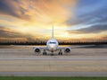 Passenger jet plane parking on airport runways use for business