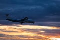 Passenger jet plane in the sky. Airplane flies high above the clouds Royalty Free Stock Photo