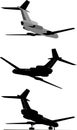 Passenger jet silhouette set Royalty Free Stock Photo