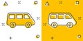 Passenger minivan sign icon in comic style. Car bus vector cartoon illustration on white isolated background. Delivery truck Royalty Free Stock Photo