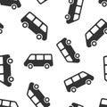 Passenger minivan sign icon seamless pattern background. Car bus vector illustration on white isolated background. Delivery truck