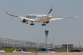 Passenger plane Airbus A350 Finnair landing at London Heathrow Airport