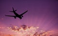 Passenger plane at sunset Royalty Free Stock Photo