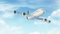 Passenger plane in the blue sky with clouds Royalty Free Stock Photo