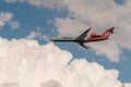 A passenger plane comes in to land from the Black sea at the airport in Gelendzhik. Royalty Free Stock Photo