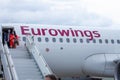 Passenger plane of the German airline Eurowings. European low-cost. People travel. Airport life. Aircraft Airbus A320