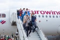 Passenger plane of the German airline Eurowings. European low-cost. People travel. Airport life. Aircraft Airbus A320 Royalty Free Stock Photo