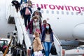 Passenger plane of the German airline Eurowings. European low-cost. People travel. Airport life. Aircraft Airbus A320