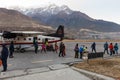 Passenger plane at Jomsom airport Royalty Free Stock Photo